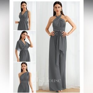 Floor-Length Chiffon Bridesmaid Jumpsuit | 22W